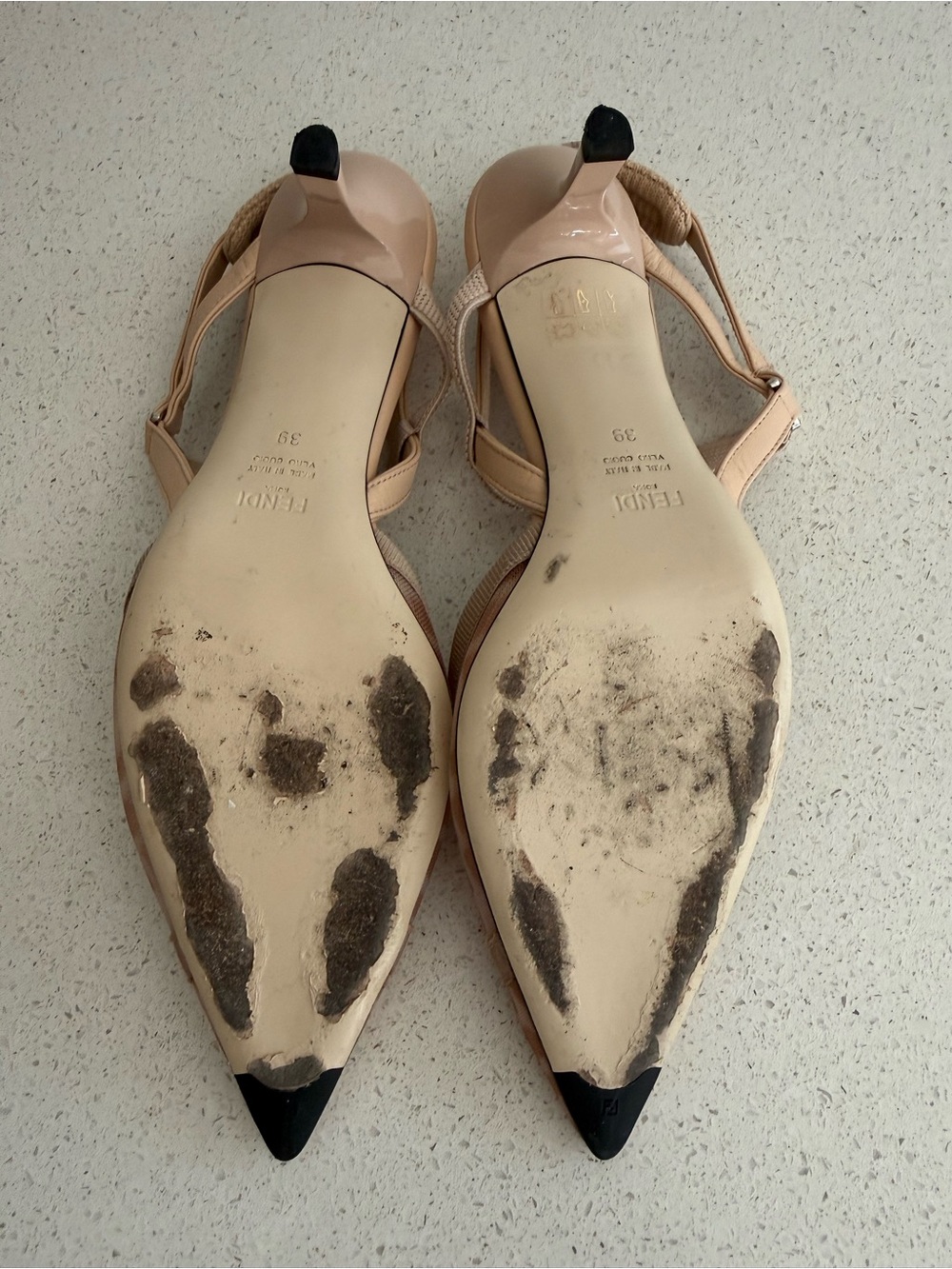 Fendi Colibri FF Mesh Slingback Kitten-Heel Pumps EU 39 US 9 - Picture 8 of 8